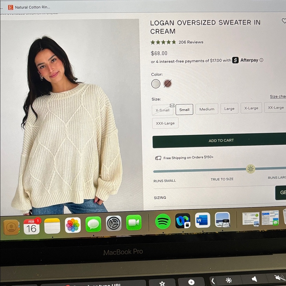 Grey bandit Logan oversized sweater in cream size small - Picture 4 of 4